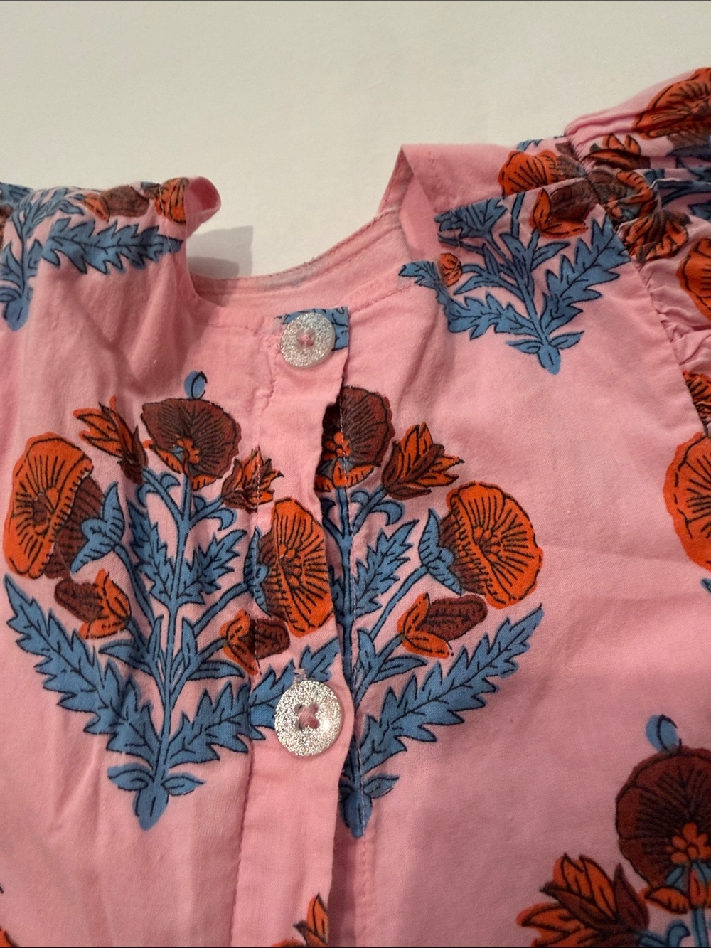 Pink Chicken Pink Floral Tiered Puff-Sleeve Cotton Dress - Picture 4 of 5